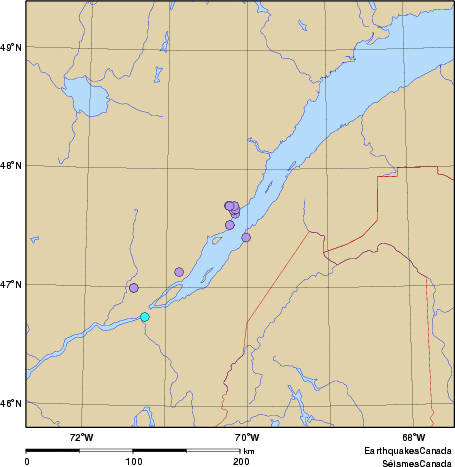 Community Internet Intensity Map for the magnitude 3.2 earthquake on 2010/05/05 at 18:19:18 EDT, 8 km SE  of La Malbaie, QC