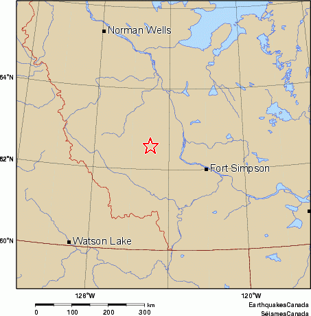 Community Internet Intensity Map for the magnitude 4.3 earthquake on 2011/07/30 at 10:08:00 MDT, 102 km SW  of Wrigley, NT
