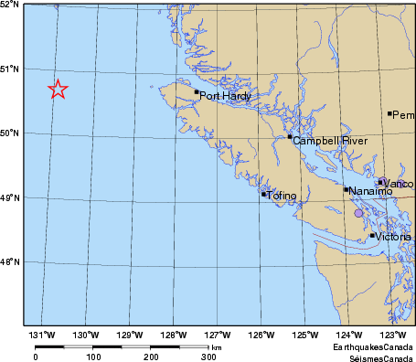 Community Internet Intensity Map for the magnitude 4.3 earthquake on 2011/10/09 at 22:39:00 PDT, 239 km W   of Port Hardy, BC