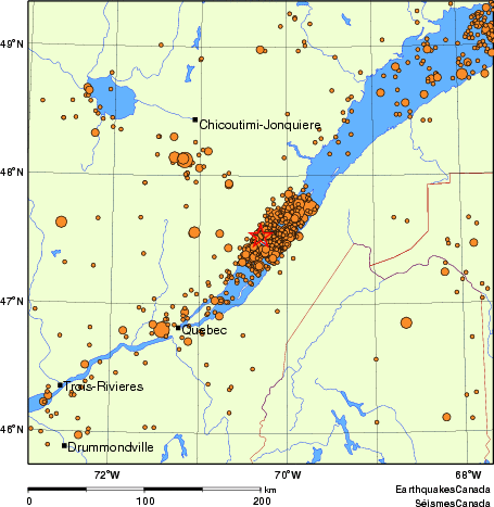 Map of earthquakes magnitude 2.0 and larger, 1980 - present