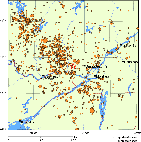 Map of earthquakes magnitude 2.0 and larger, 1980 - present
