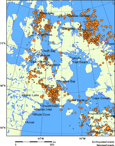 Map of earthquakes magnitude 2.0 and larger, 1980 - present