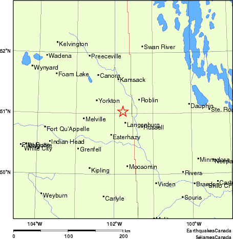 Map of historical earthquakes magnitude 5.0 and larger. Details in the data table below