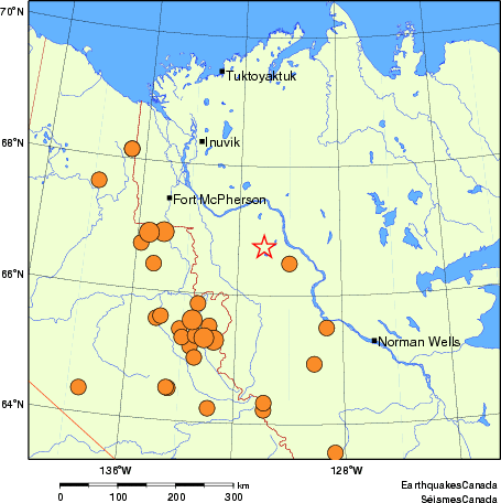 Map of historical earthquakes magnitude 5.0 and larger. Details in the data table below