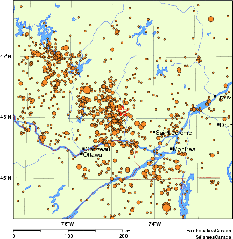 Map of earthquakes magnitude 2.0 and larger, 1980 - present