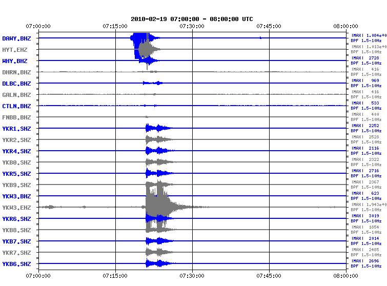 Network-wide hourly seismogram