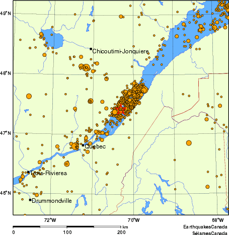 Map of earthquakes magnitude 2.0 and larger, 1980 - present
