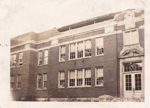 Damage to a school, exterior
