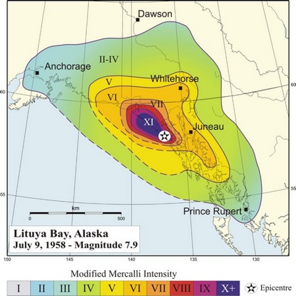 Isoseismal map of affected area