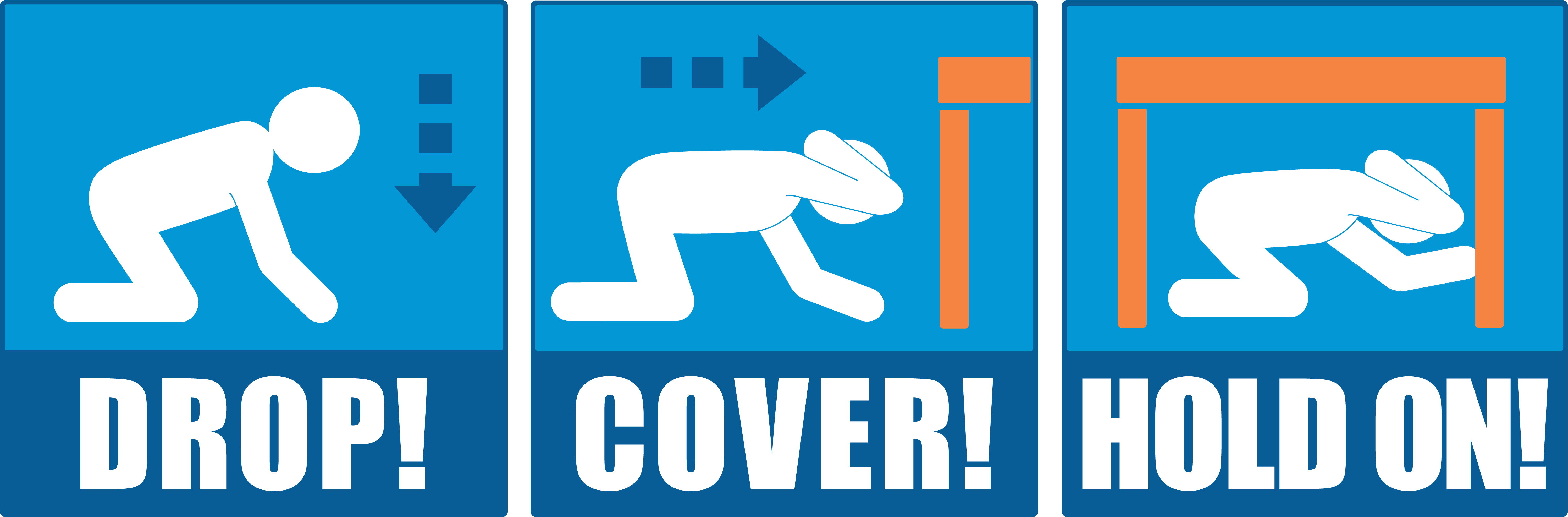 Drop, Cover, Hold on graphic, courtesy of ShakeOutBC 