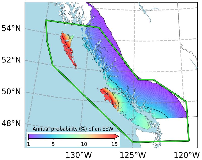 British Columbia EEW coverage map