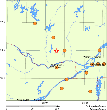 Map of historical earthquakes magnitude 5.0 and larger. Details in the data table below