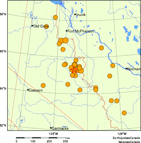 carte des séismes historiques de magnitude 5,0 et plus. Détails dans le tableau de données ci-dessous
