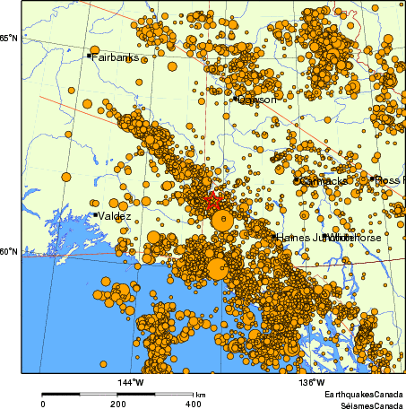 Map of earthquakes magnitude 2.0 and larger, 2000 - present
