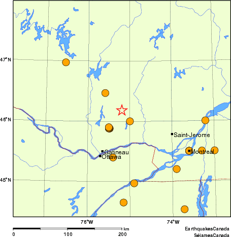 Map of historical earthquakes magnitude 5.0 and larger.  Details in the data table below