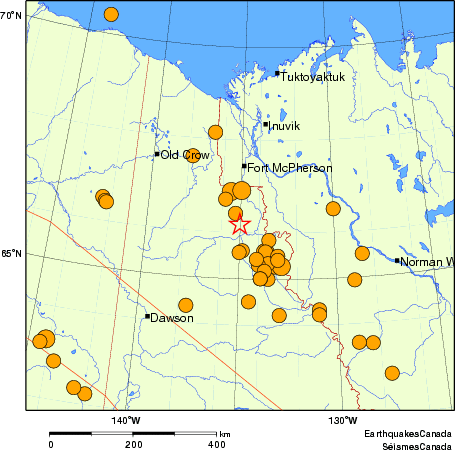 Map of historical earthquakes magnitude 5.0 and larger. Details in the data table below