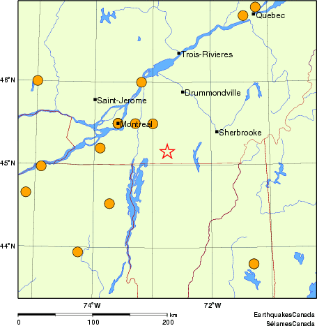 Map of historical earthquakes magnitude 5.0 and larger. Details in the data table below