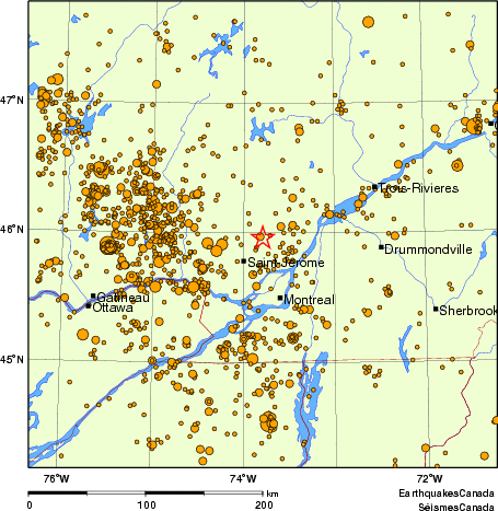 Map of earthquakes magnitude 2.0 and larger, 2000 - present