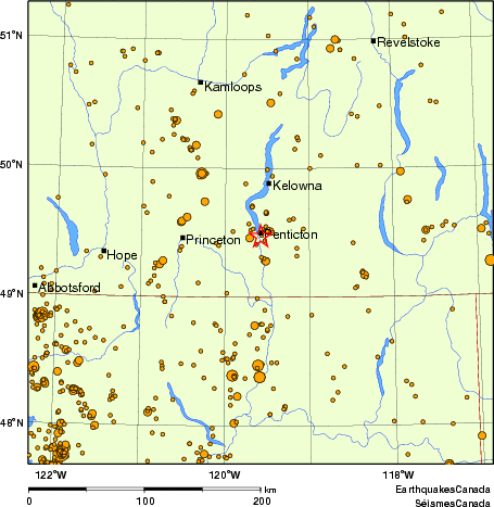 carte des des séismes de magnitude 2,0 et plus depuis 2000