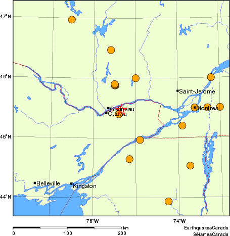 carte des séismes historiques de magnitude 5,0 et plus. Détails dans le tableau de données ci-dessous