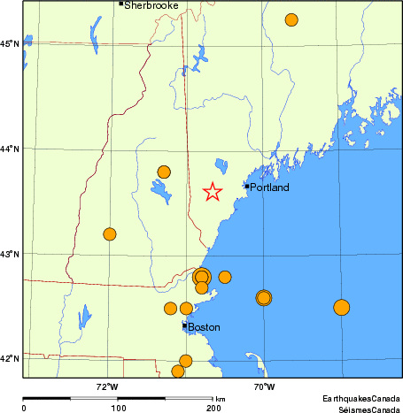 carte des séismes historiques de magnitude 5,0 et plus. Détails dans le tableau de données ci-dessous