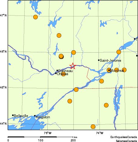 carte des séismes historiques de magnitude 5,0 et plus. Détails dans le tableau de données ci-dessous