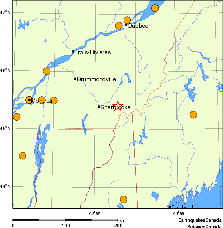 Map of historical earthquakes magnitude 5.0 and larger. Details in the data table below