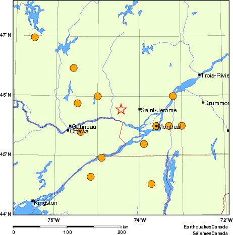 carte des séismes historiques de magnitude 5,0 et plus. Détails dans le tableau de données ci-dessous