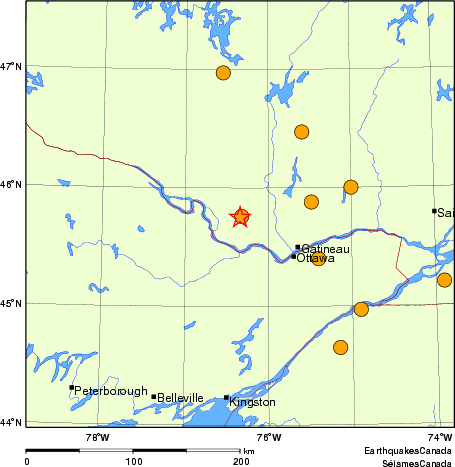 Map of historical earthquakes magnitude 5.0 and larger. Details in the data table below