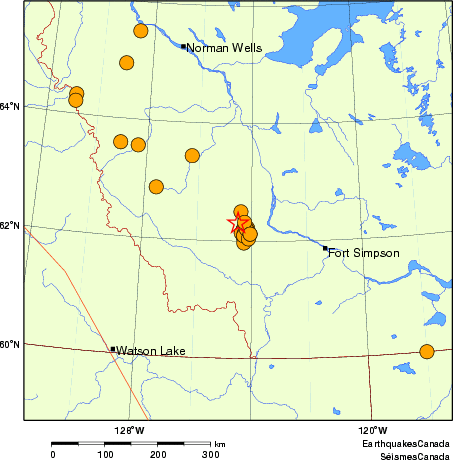 carte des séismes historiques de magnitude 5,0 et plus. Détails dans le tableau de données ci-dessous