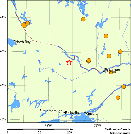 carte des séismes historiques de magnitude 5,0 et plus. Détails dans le tableau de données ci-dessous