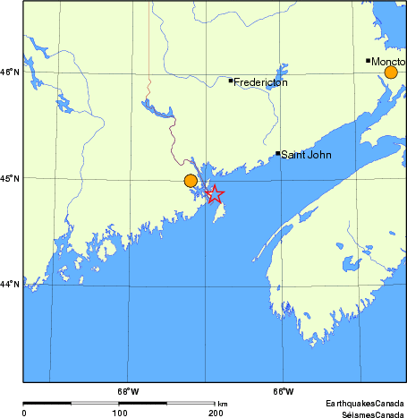 Map of historical earthquakes magnitude 5.0 and larger. Details in the data table below