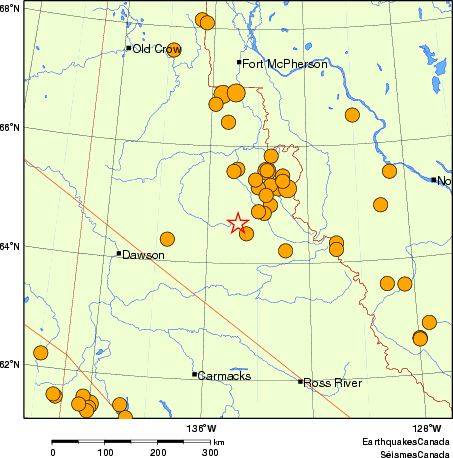 Map of historical earthquakes magnitude 5.0 and larger. Details in the data table below