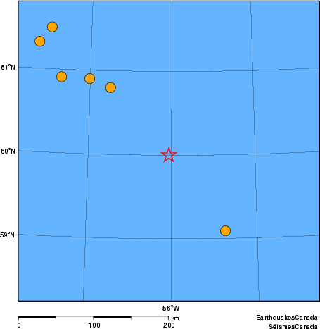 Map of historical earthquakes magnitude 5.0 and larger. Details in the data table below