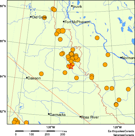 Map of historical earthquakes magnitude 5.0 and larger. Details in the data table below