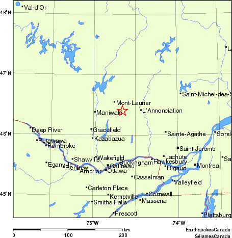 carte des endroits près de l'épicentre