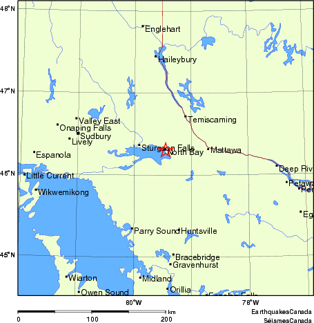 carte des endroits près de l'épicentre