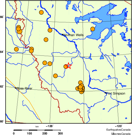 carte des séismes historiques de magnitude 5,0 et plus. Détails dans le tableau de données ci-dessous