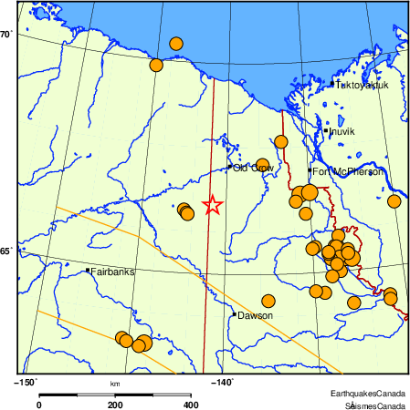 carte des séismes historiques de magnitude 5,0 et plus. Détails dans le tableau de données ci-dessous