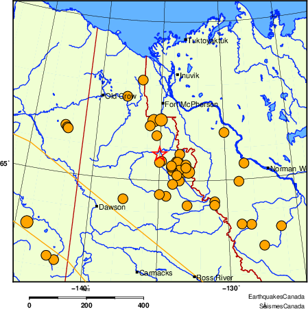 carte des séismes historiques de magnitude 5,0 et plus. Détails dans le tableau de données ci-dessous