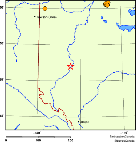 Map of historical earthquakes magnitude 5.0 and larger. Details in the data table below