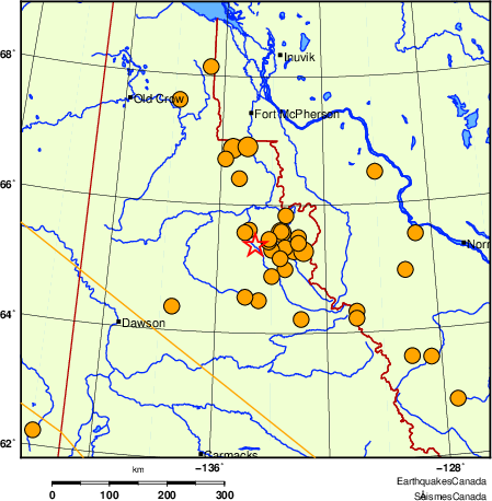 carte des séismes historiques de magnitude 5,0 et plus. Détails dans le tableau de données ci-dessous