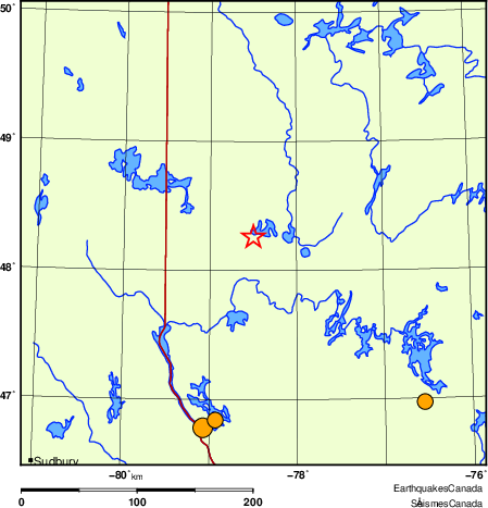 Map of historical earthquakes magnitude 5.0 and larger. Details in the data table below