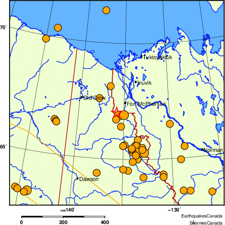 Map of historical earthquakes magnitude 5.0 and larger. Details in the data table below