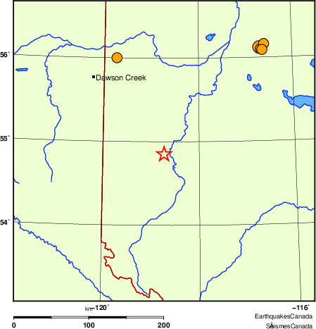 Map of historical earthquakes magnitude 5.0 and larger.  Details in the data table below