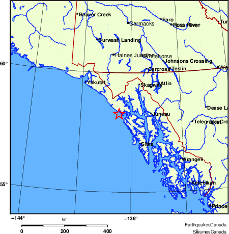 carte des endroits pr&egrave;s de l'&eacute;picentre