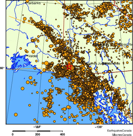 Map of earthquakes magnitude 2.0 and larger, 2000 - present