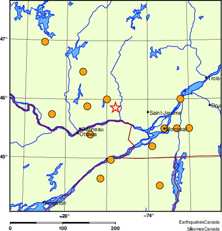 Map of historical earthquakes magnitude 5.0 and larger. Details in the data table below