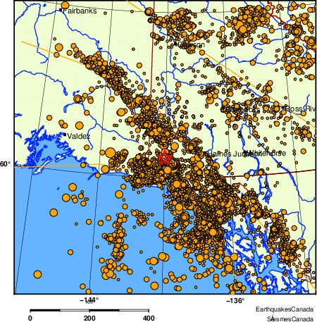 Map of earthquakes magnitude 2.0 and larger, 2000 - present