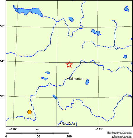 Map of historical earthquakes magnitude 5.0 and larger.  Details in the data table below